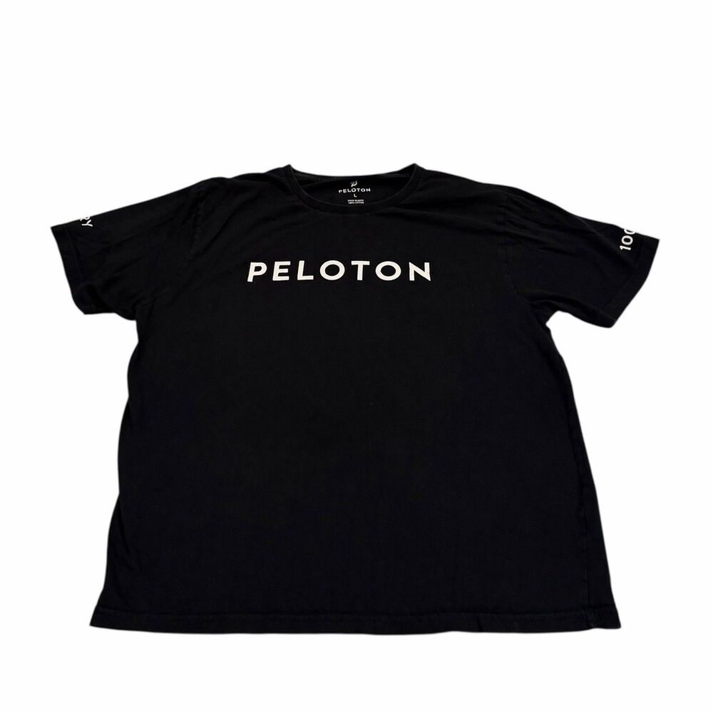 Peloton T-Shirt Century 100 Stretch‎ Performance Activewear Black Mens Large